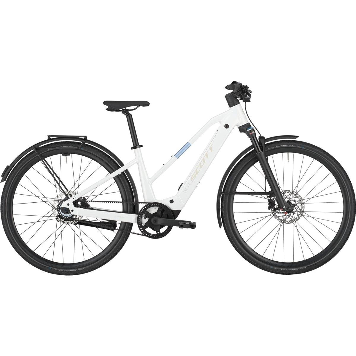 Elcykel Hybrid Scott Passage 10 Belt Slope Bianco White