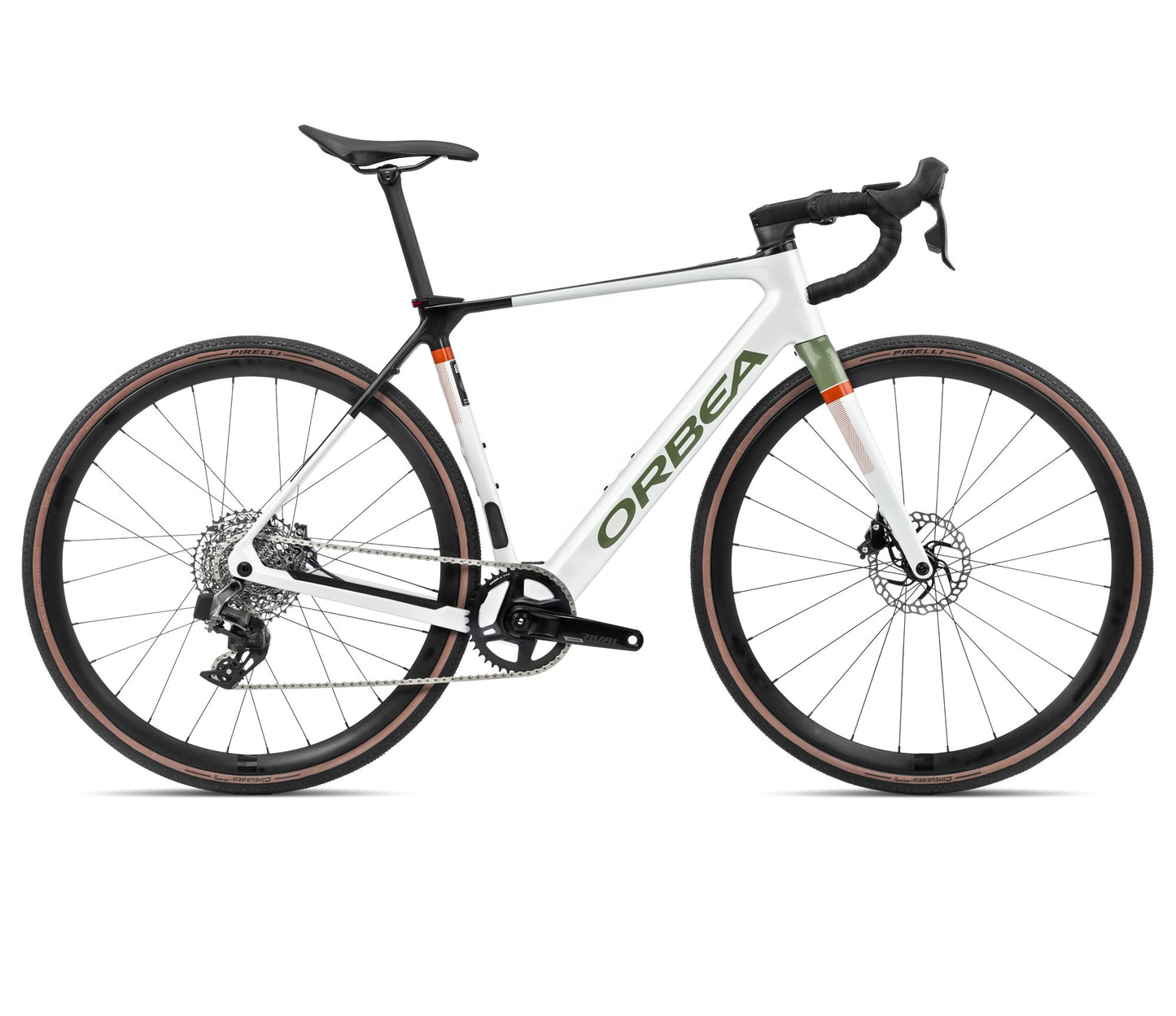 EL-Racer Orbea Gain M31e 1x White Chic-Metallic Green Artichoke Gloss