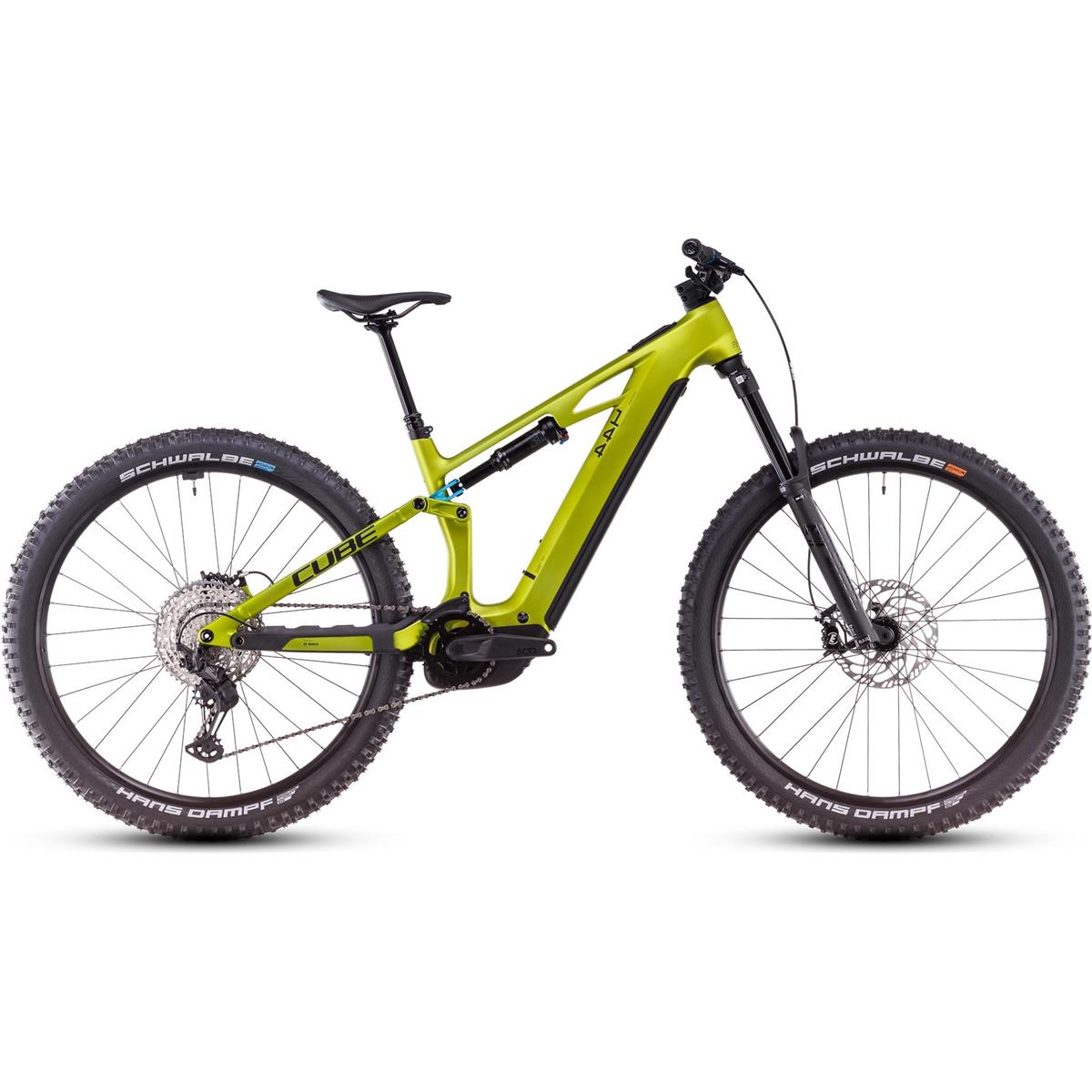El MTB Cube Stereo Hybrid One44 HPC Race 800Wh Flashlime/Blue