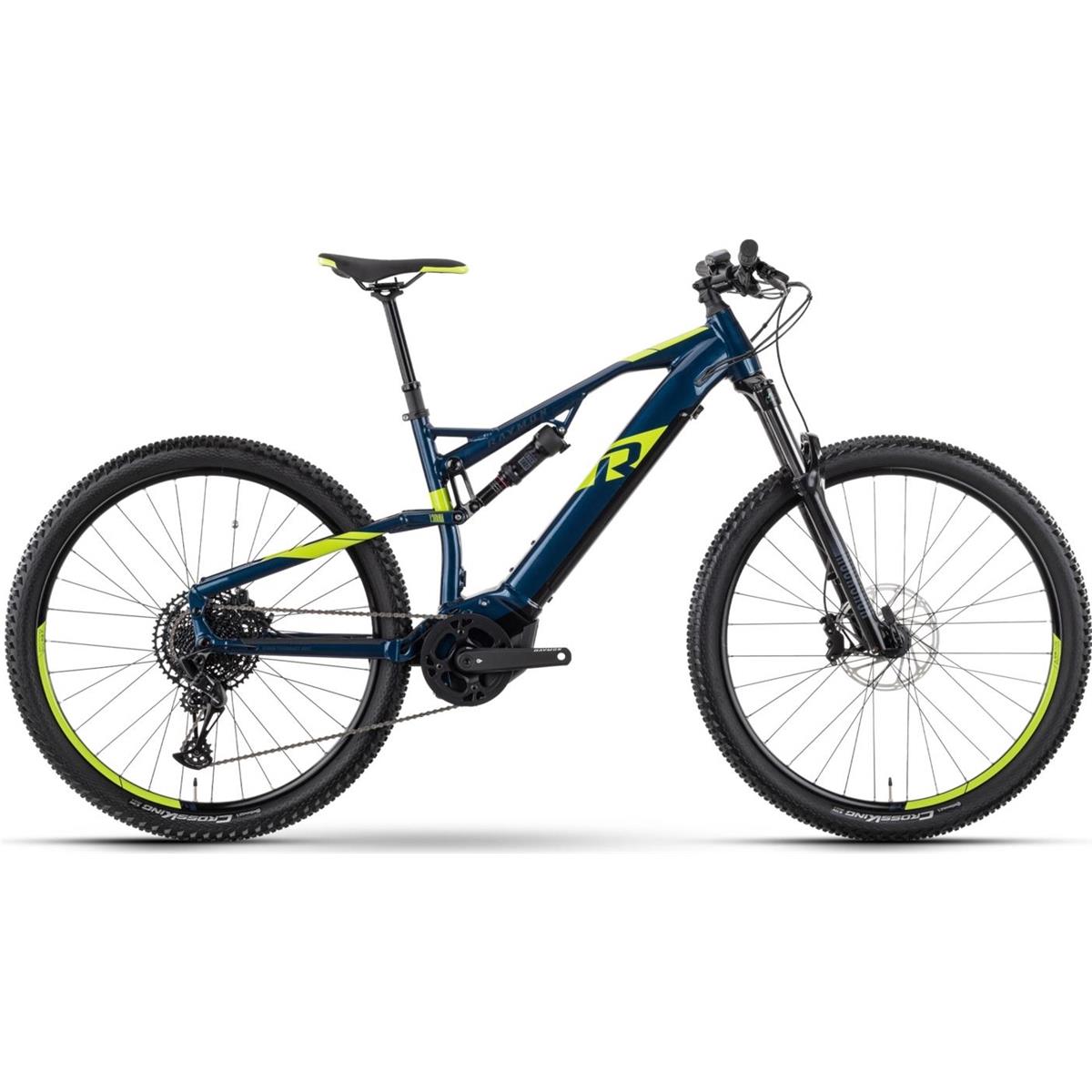 El MTB Raymon FullRay 130E 6.0 Dark Blue/Lime/Grey