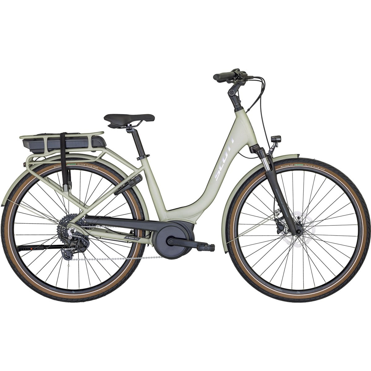 Elcykel hybrid Scott Sub Active eRIDE 20 Unisex Rack Stainless Beige