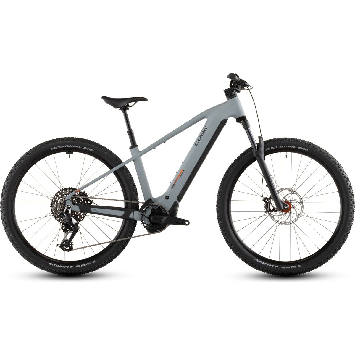 El MTB Cube Reaction Hybrid Race 800 Vulcan/Orange