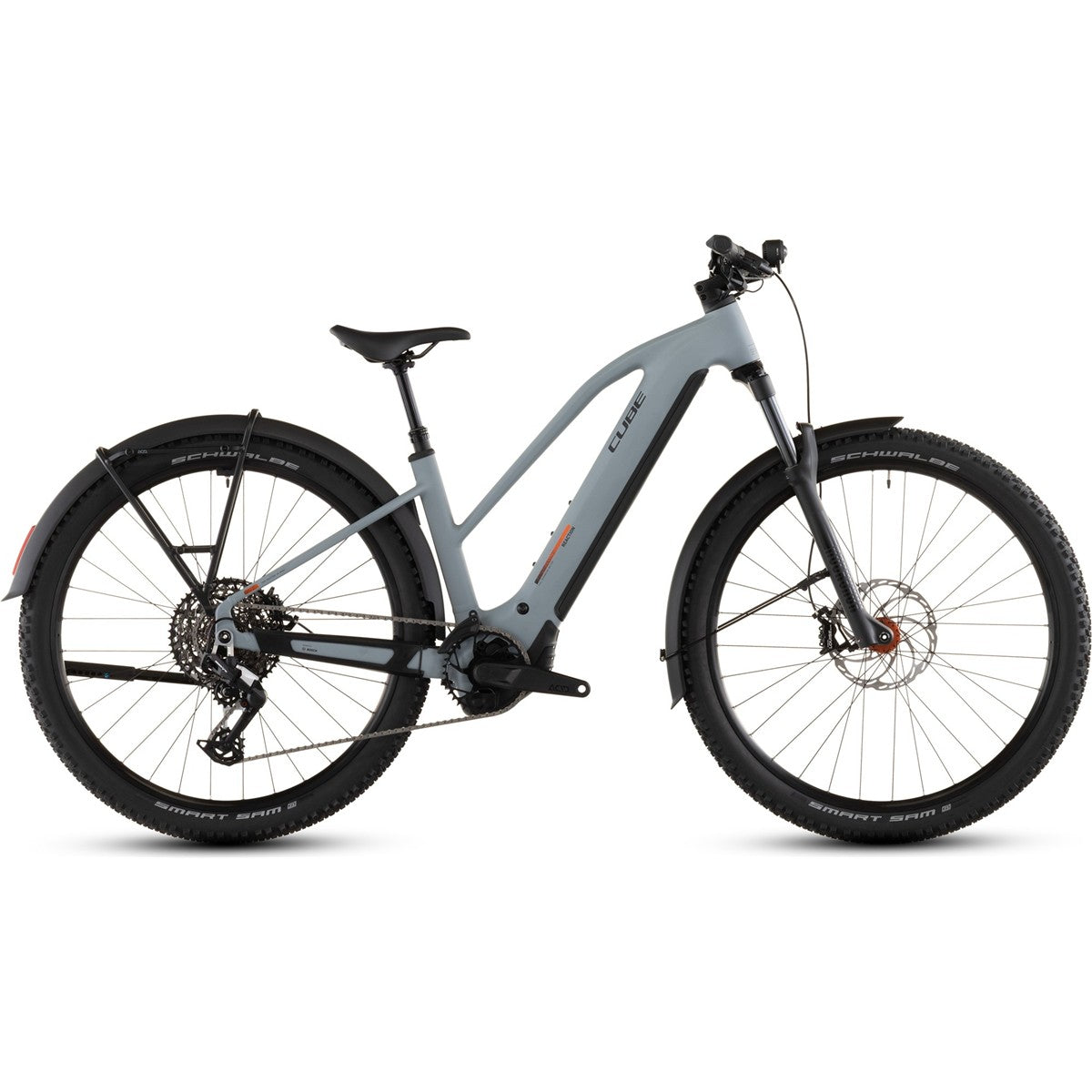 El MTB Cube Reaction Hybrid Race 800 FE Mid Vulcan/Orange