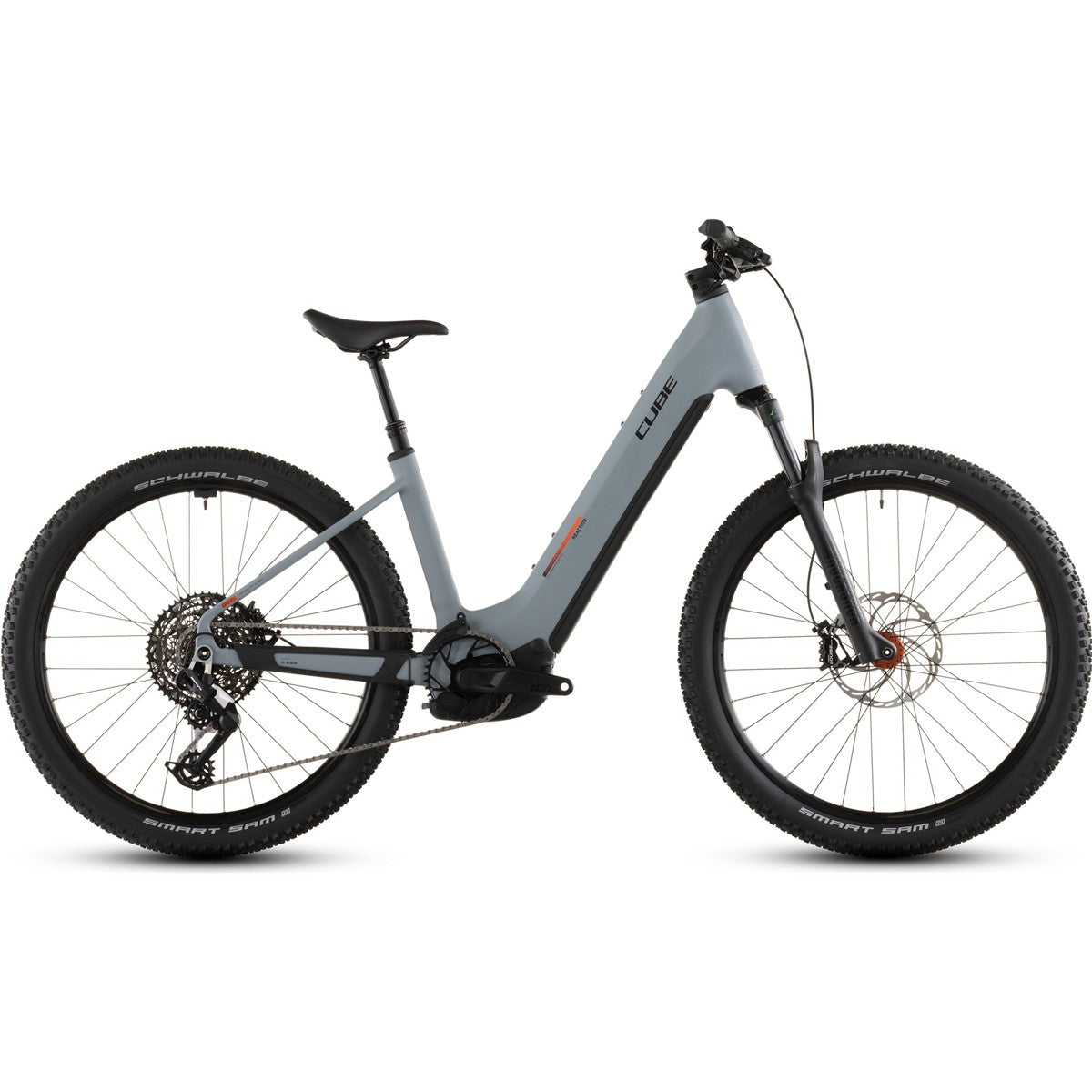 El MTB Cube Reaction Hybrid Race 800 Low Vulcan/Orange