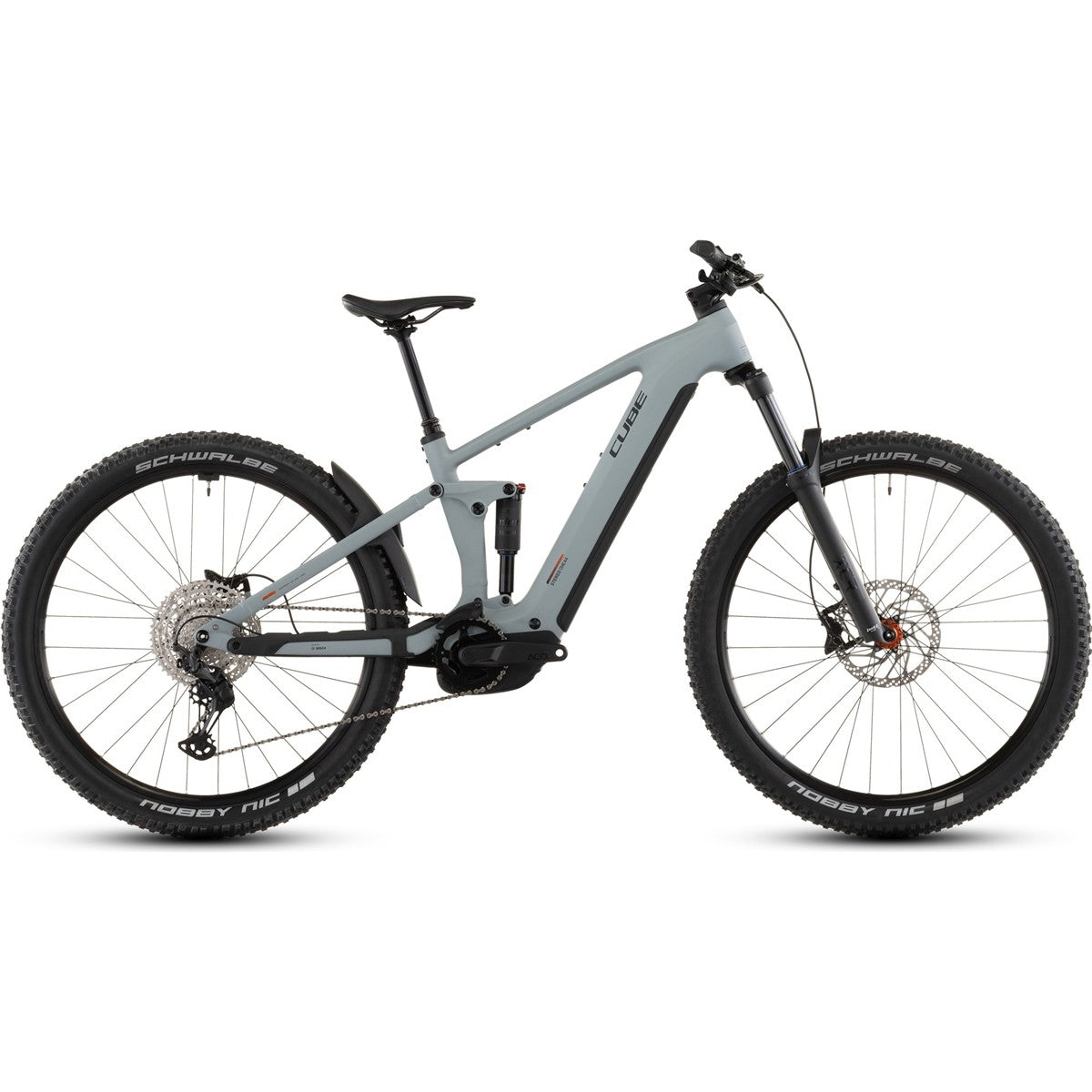 El MTB Cube Stereo Hybrid ONE44 Pro 800 Vulcan/Orange