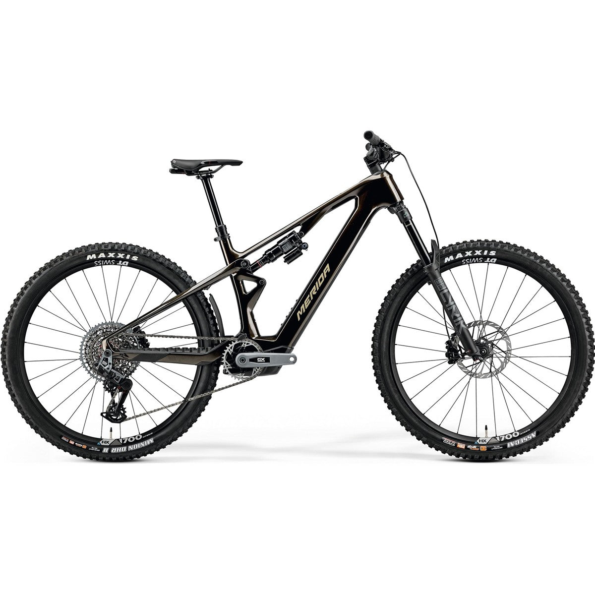 El MTB Merida eOne-Sixty SL 8000 Guarded Gold/Cream
