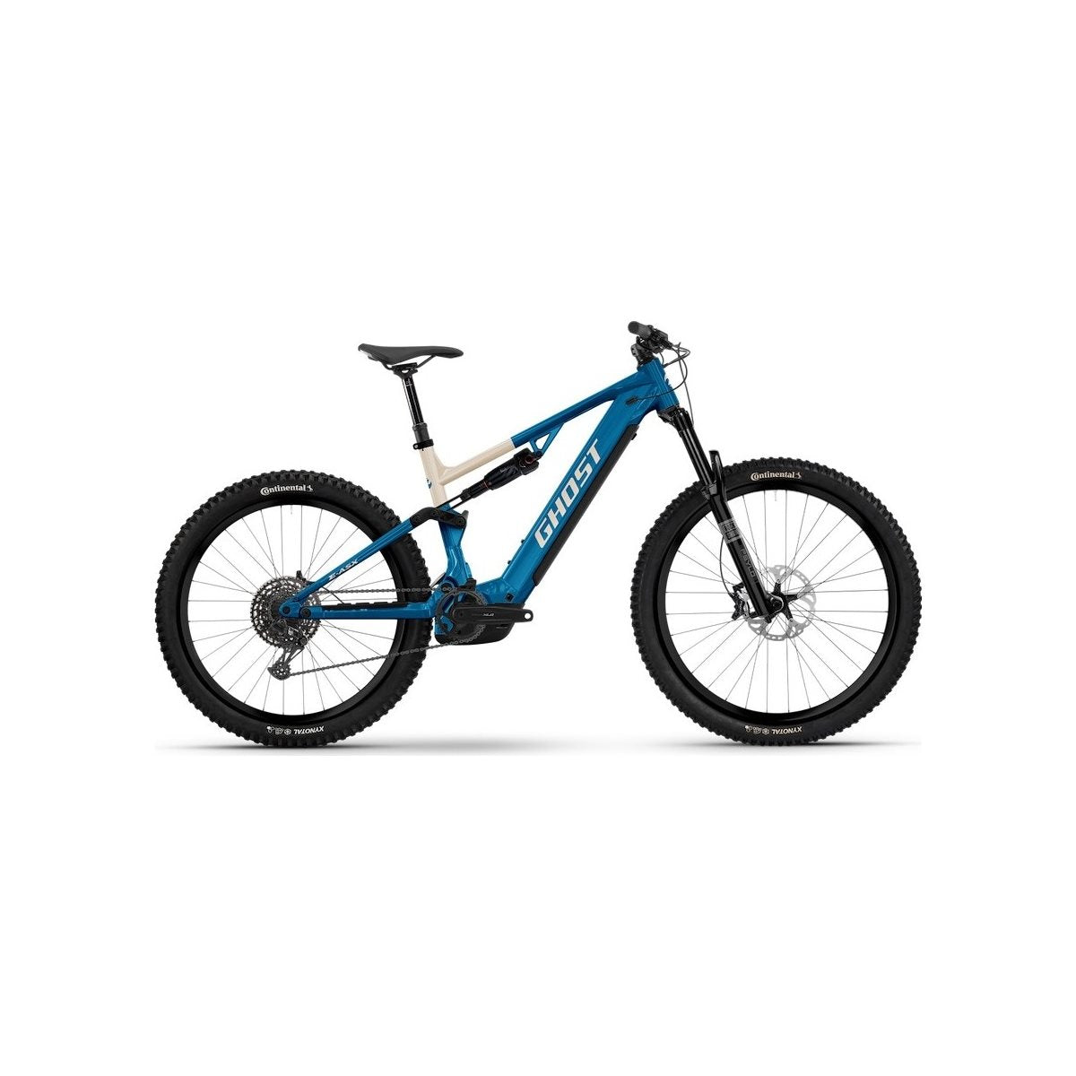 El MTB Ghost E-ASX Universal Candy Blue/Coffee Arctic Dust