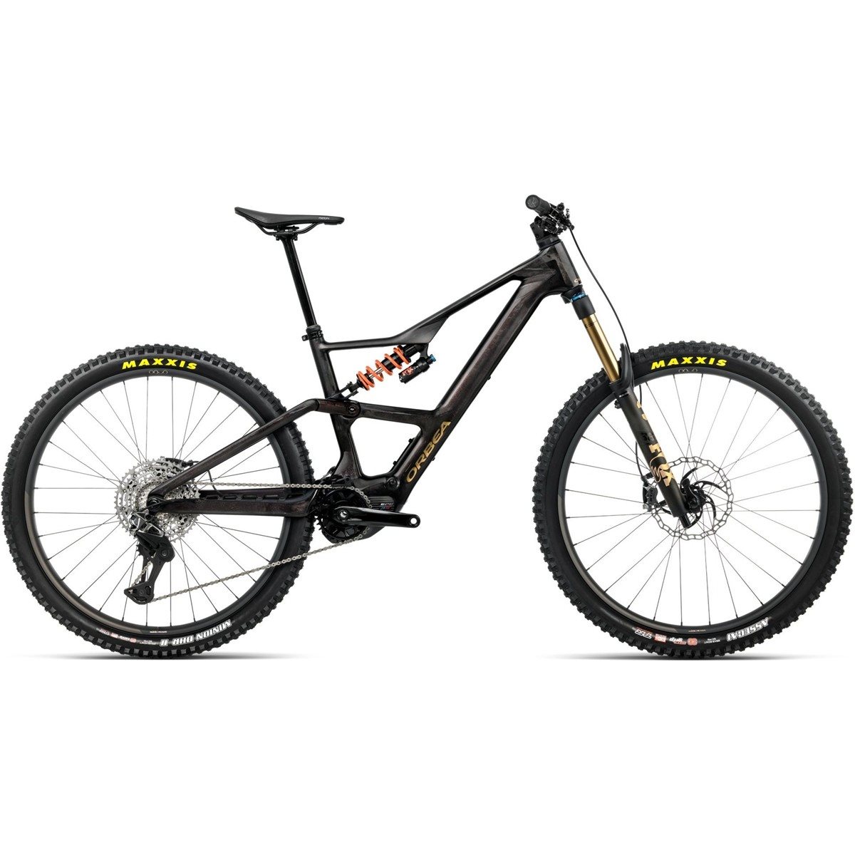 El MTB Orbea Rise LT M-Team 630W XTR Di2 Cosmic Carbon View/Golden Sand