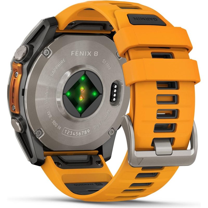 Träningsklocka Garmin Fenix 8 Amoled Sapphire 51mm grey/orange