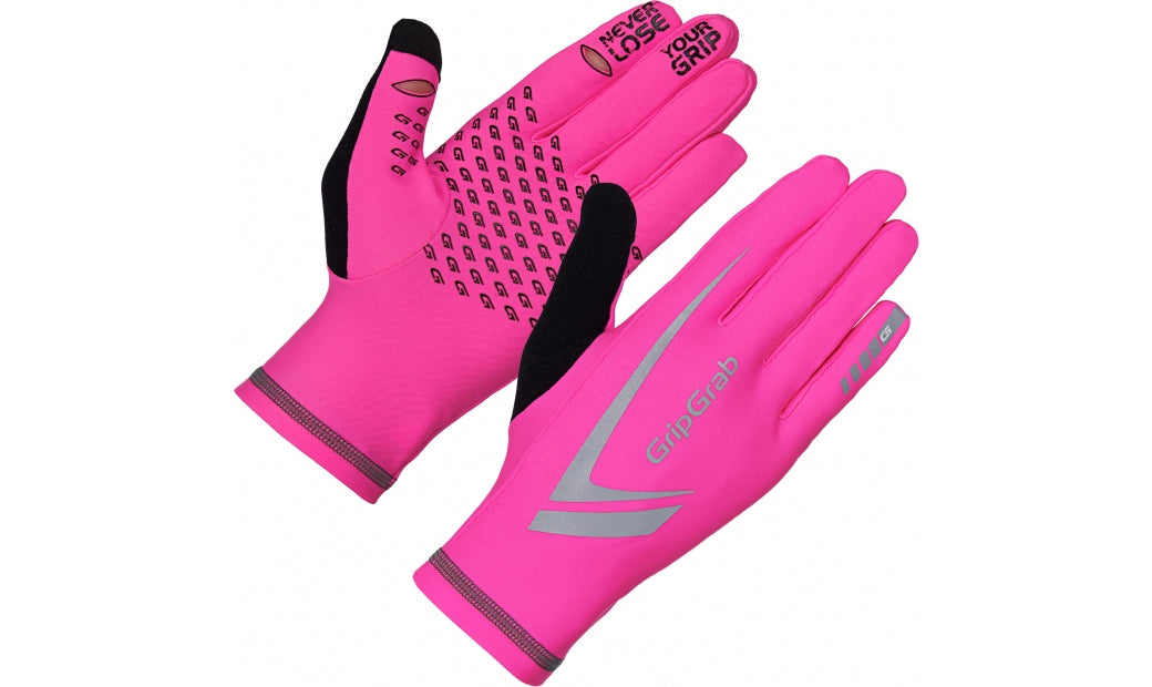 Handskar GripGrab Running Expert hi-vis Winter rosa