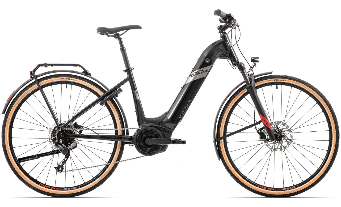 Elcykel Hybrid Rock Machine Crossride E400 B Touring Svart/Silver