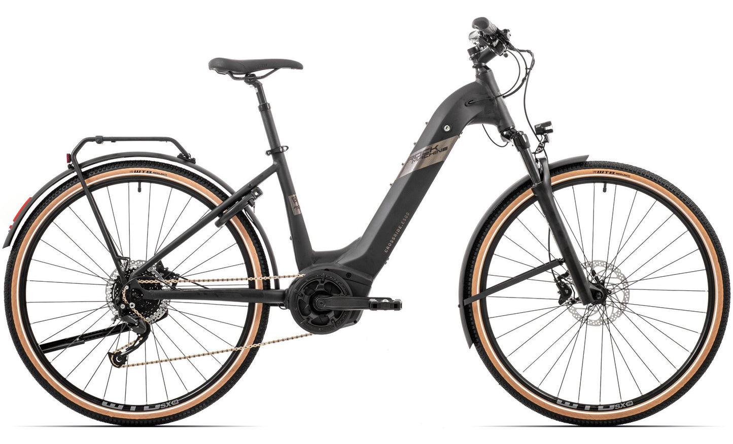 Elcykel Hybrid Rock Machine Crossride E500 B Touring Svart/Grå/Gul