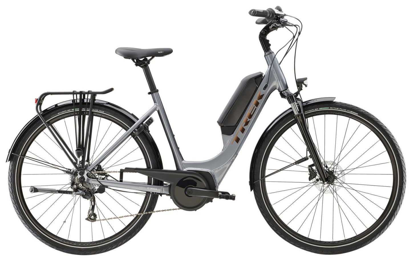 Elcykel Trek Verve+ 1 Lowstep Dt 300wh Dam Grå