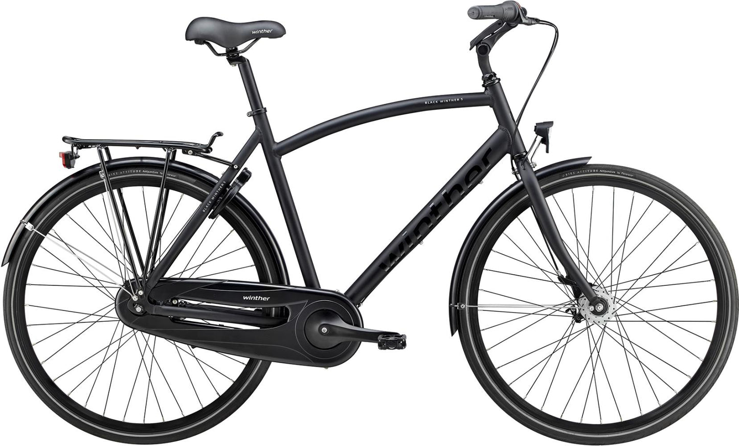 Herrcykel Black Winther 5 7-växlad svart
