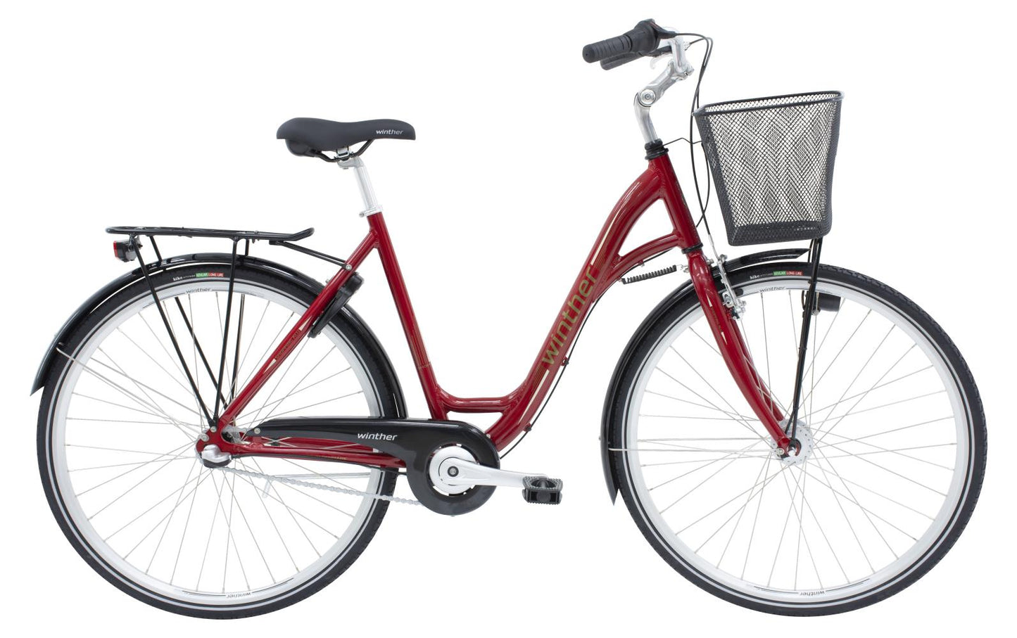 Damcykel Winther Shopping Alu 3-växlad röd
