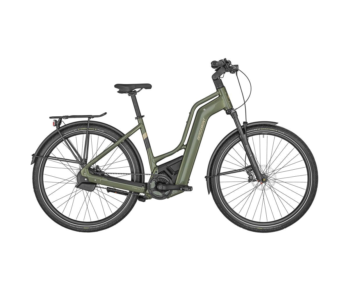 Elcykel Bergamont Dam E-Horizon Premium Pro Belt Amsterdam shiny khaki green