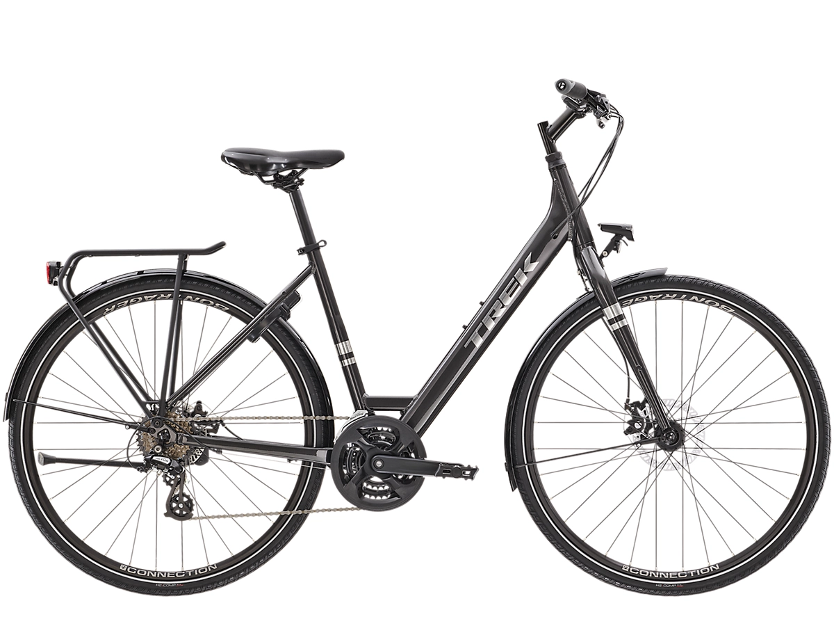 Hybridcykel Trek Verve 1 Equipped Lowstep svart