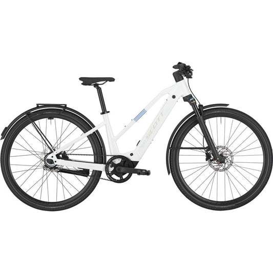 Elcykel Hybrid Scott Passage 10 Belt Slope Bianco White