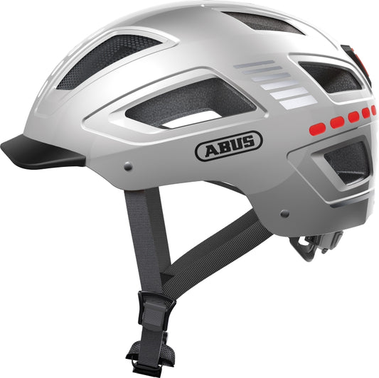 Cykelhjälm Abus Hyban 2.0 LED signal silver