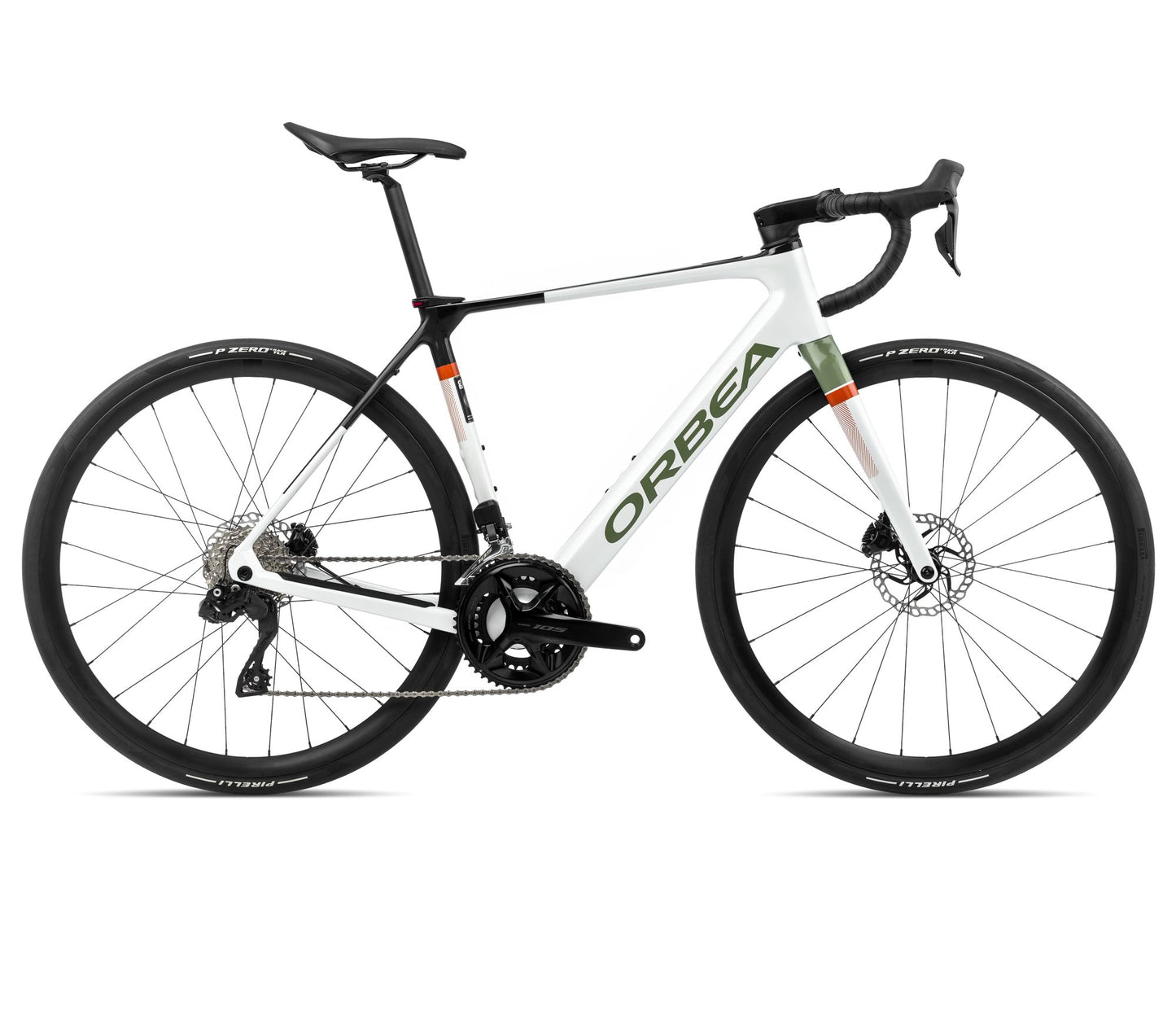 EL-Racer Orbea Gain M30i White Chic-Metallic Green Artichoke Gloss