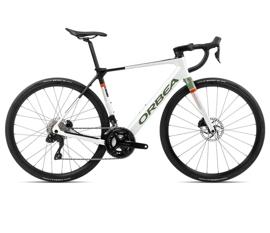 EL-Racer Orbea Gain M30i White Chic-Metallic Green Artichoke Gloss