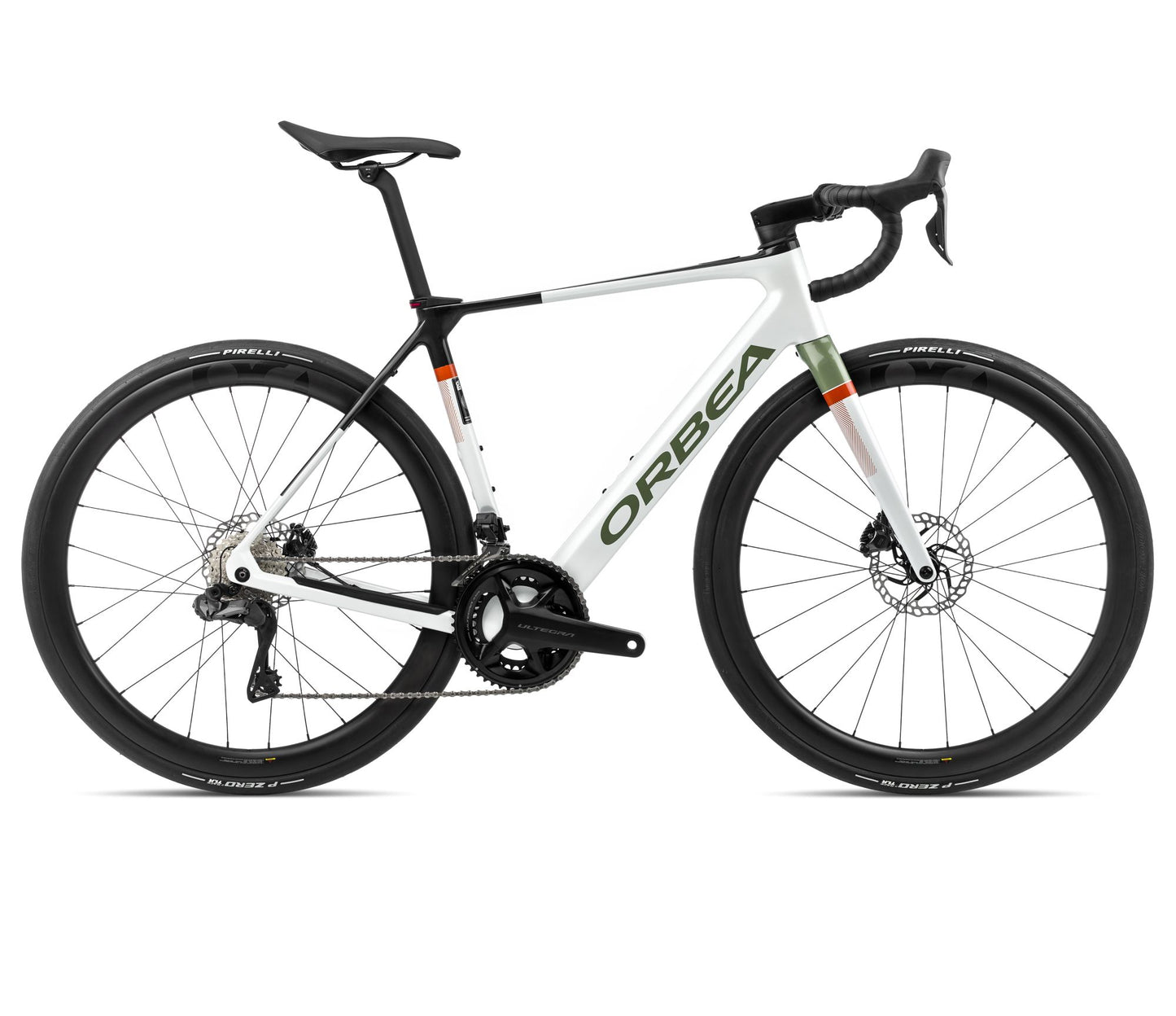 EL-Racer Orbea Gain M20i White Chic-Metallic Green Artichoke Gloss