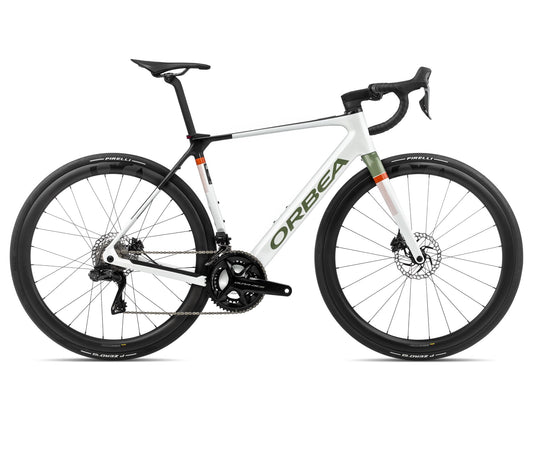 EL-Racer Orbea Gain M10i White Chic-Metallic Green Artichoke Gloss