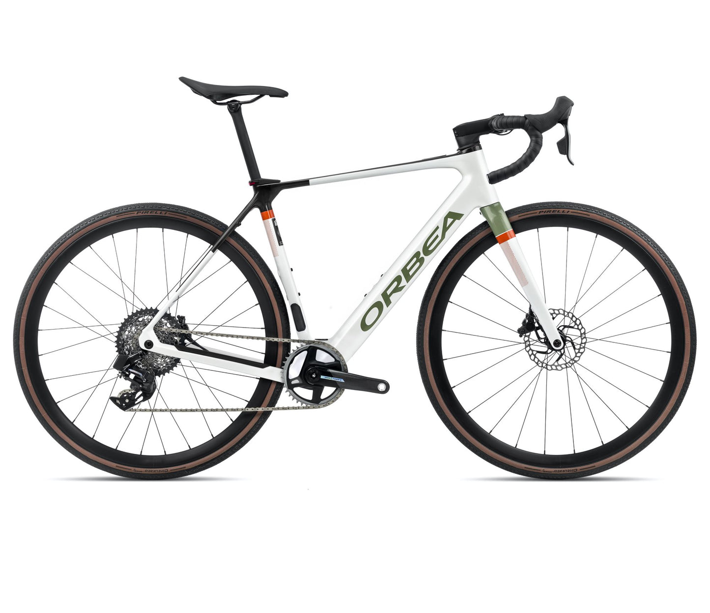 EL-Racer Orbea Gain M21e 1x White Chic-Metallic Green Artichoke Gloss