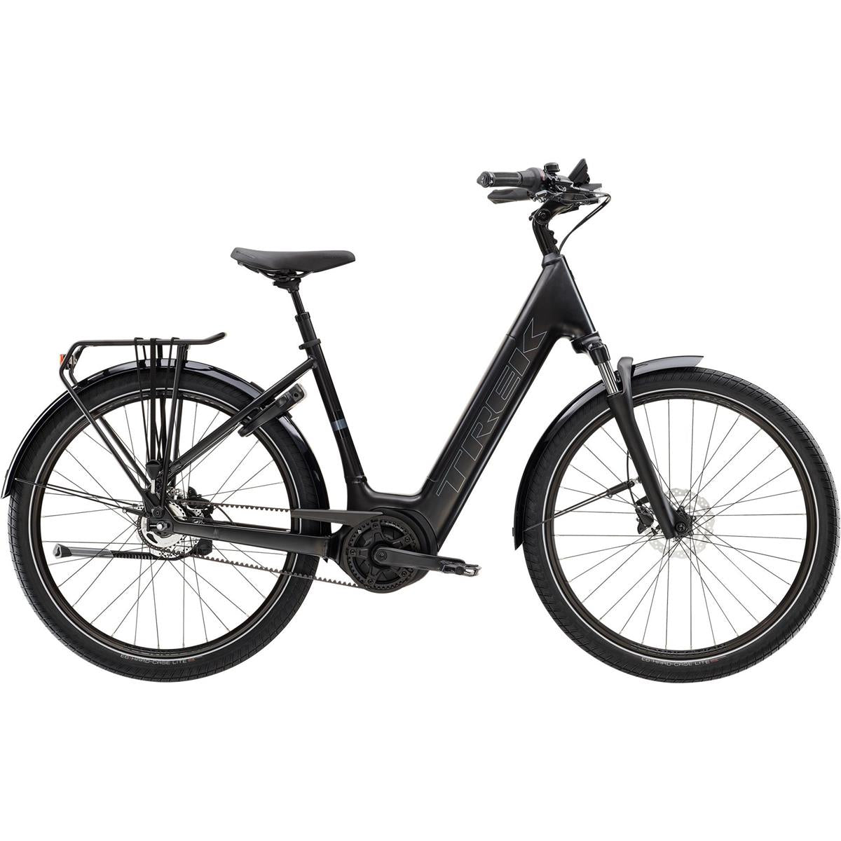 Elcykel Hybrid Trek District+ 4 Coaster Belt Lowstep 400Wh Trek Black Satin