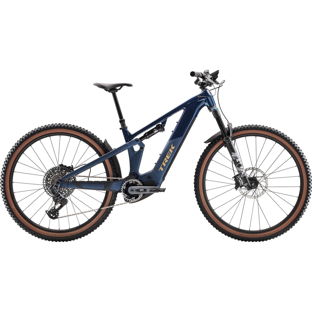 El MTB Trek Powerfly FS+ 8 Gen 4 Matte/Gloss Mulsanne Blue