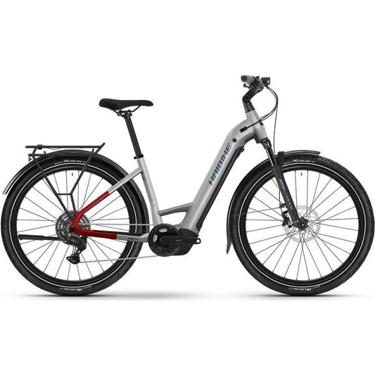 Elcykel hybrid Haibike Trekking 7 Low Soft Grey/Red/Blue Glossy