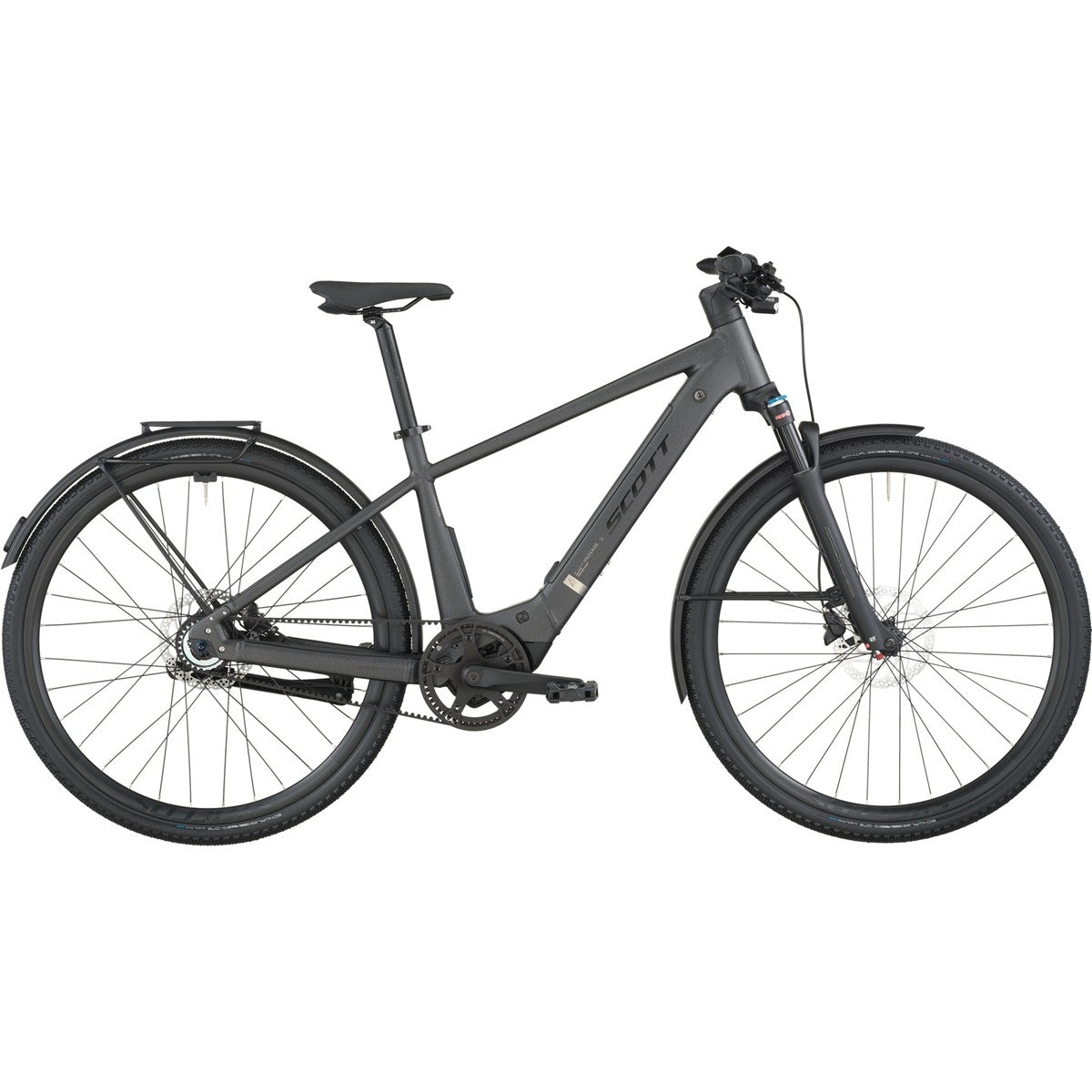 Hybridcykel el Scott Passage 10 Belt Midnight Grey