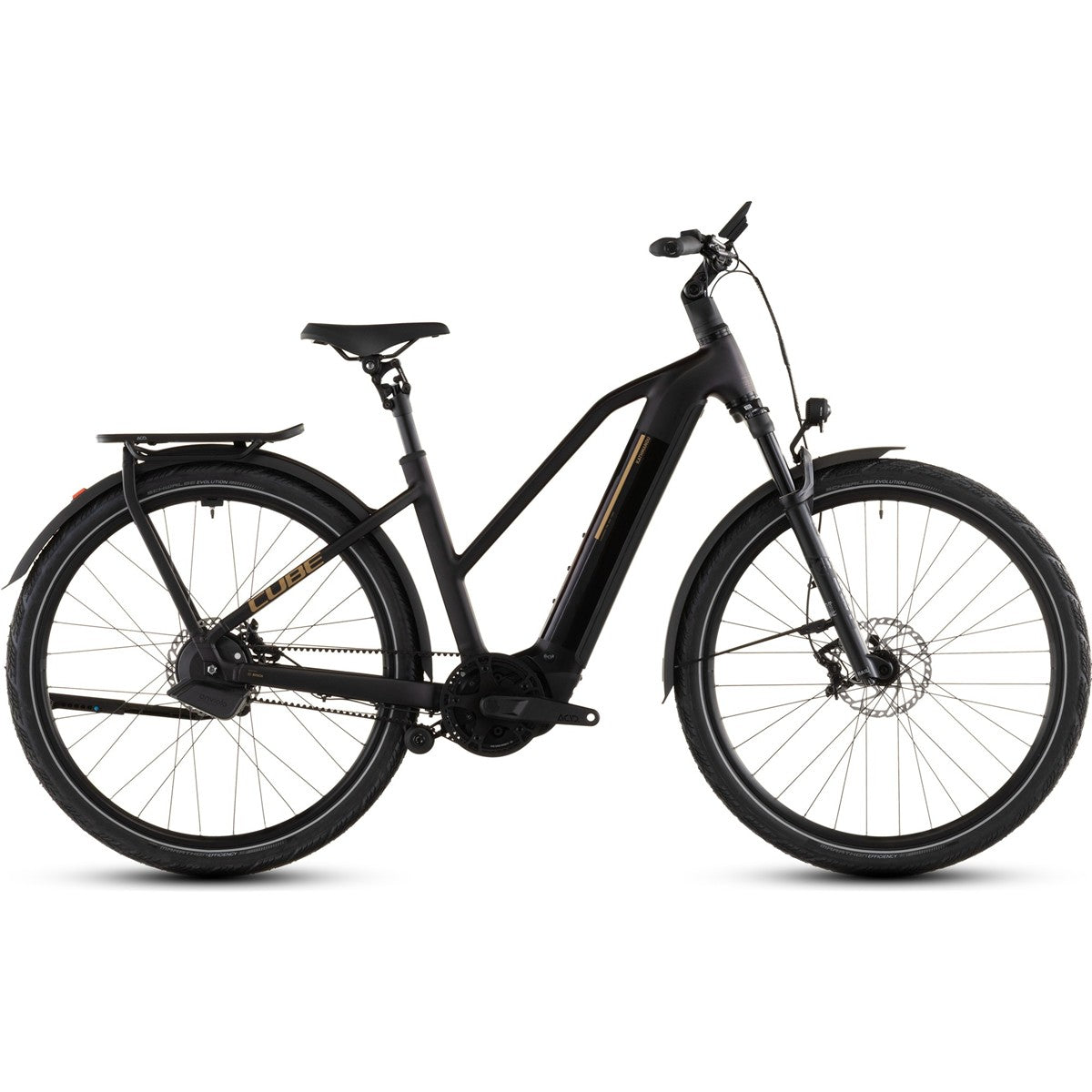 Hybridcykel el Cube Kathmandu Hybrid Comfort SLX 800 Mid Solareclipse/Gold