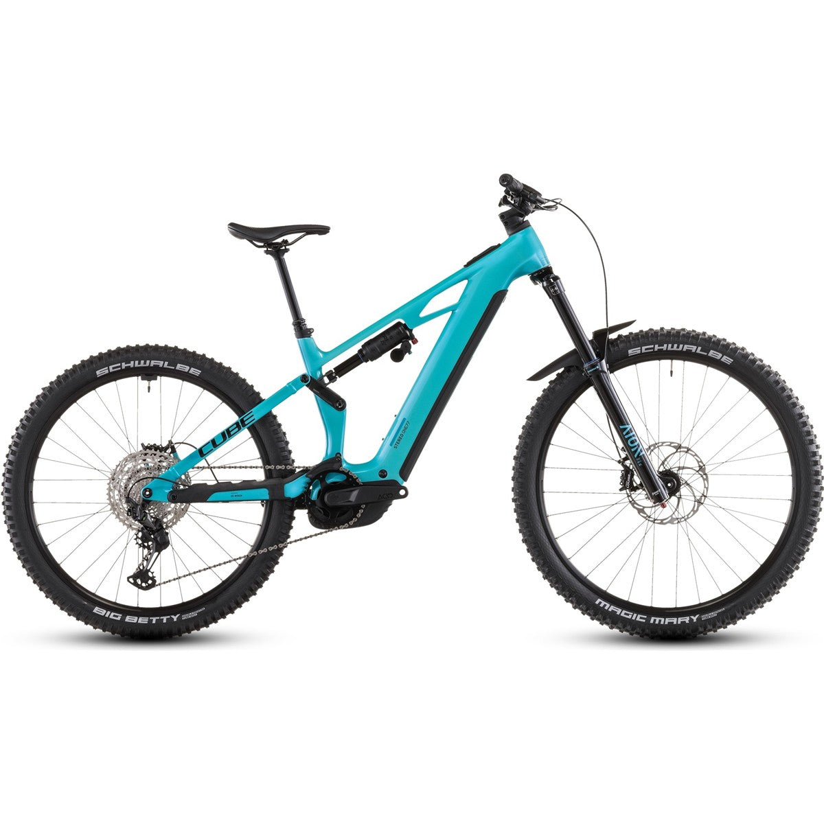 El MTB Cube Stereo Hybrid ONE77 HPC Race 800 Swimmingpool/Black