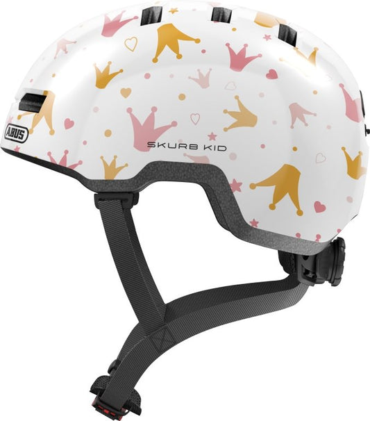 Abus Cykelhjälm Skurb Kid White Crowns