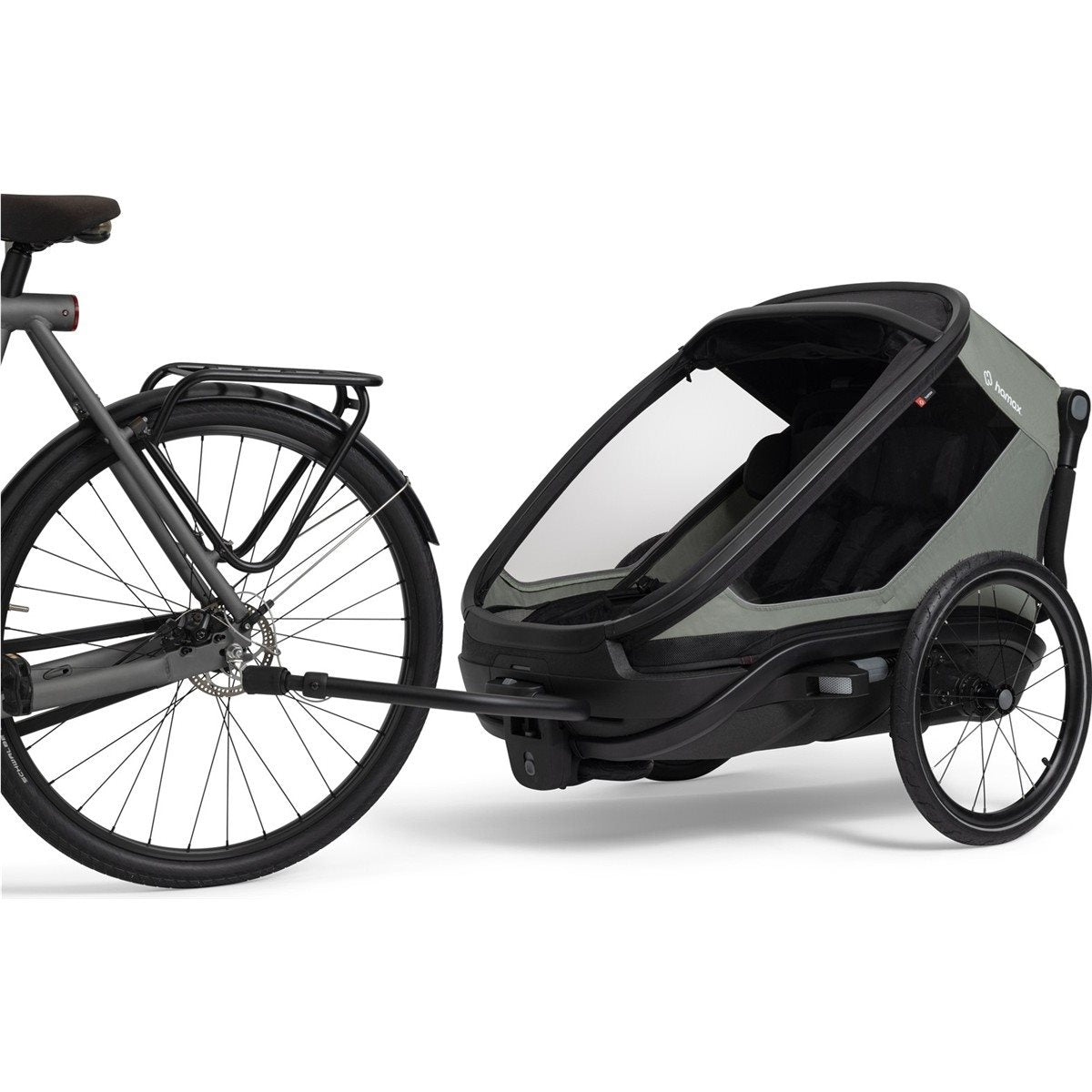 Cykelvagn barn Hamax Outback Next Double Bicycle Trailer Green/Black