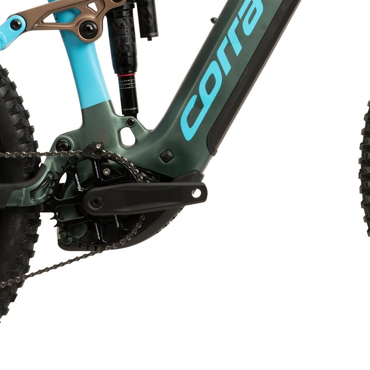El MTB Corratec E-Power RS 160 Pro Team Dark Green/Light Blue/Bronze