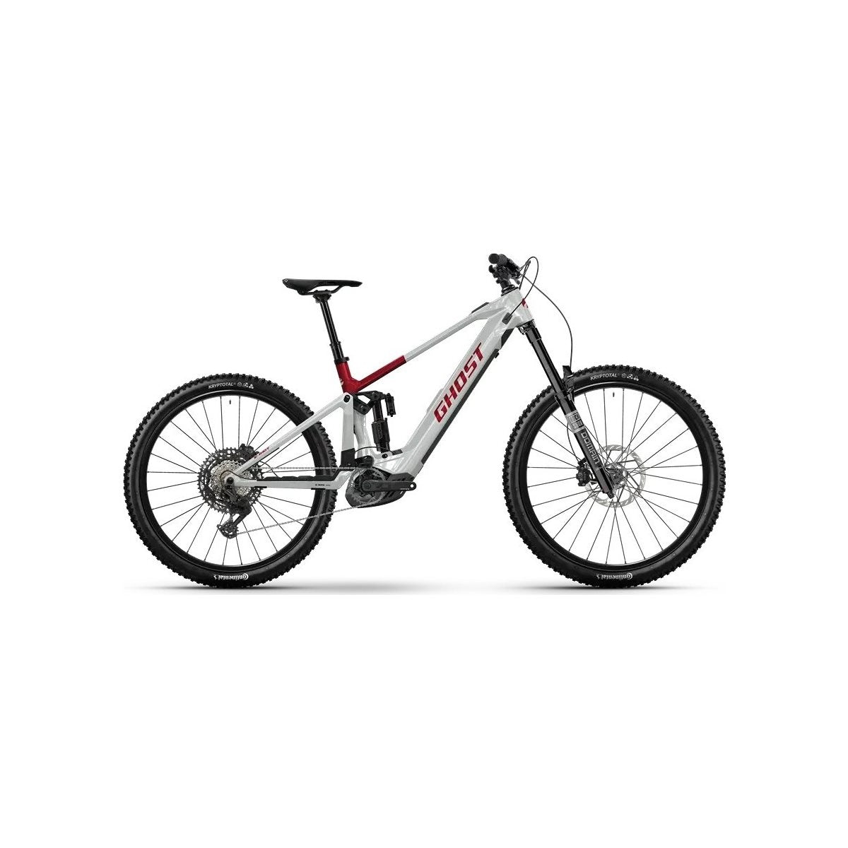 El MTB Ghost E-Riot CF Advanced Rebel Red/Misty Gray
