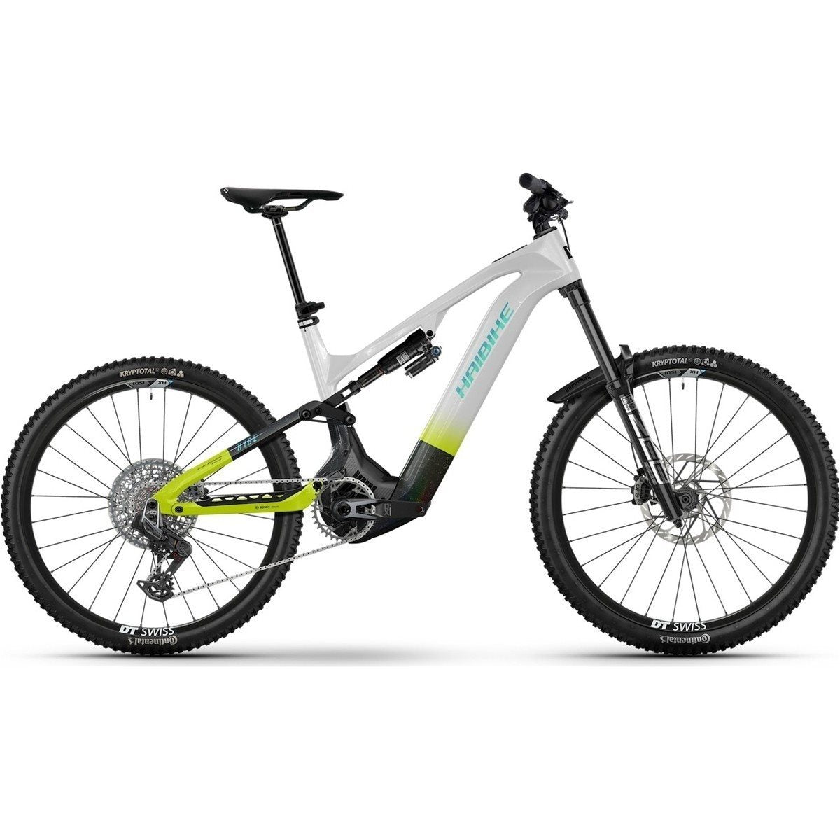 El MTB Haibike HYBE CF 11 Sparkling White/Splatter Black/Radiant Green