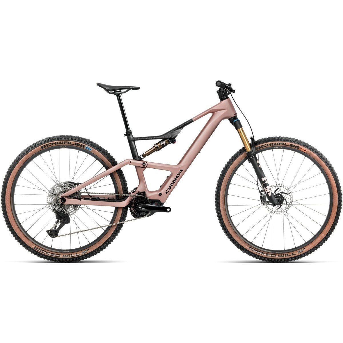 El MTB Orbea Rise SL M-LTD 630W XTR Di2 Desert Rose/Carbon Raw
