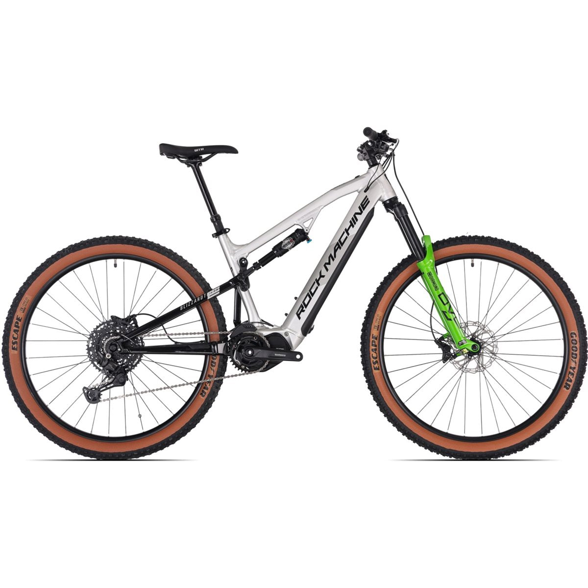 El MTB Rock Machine eBlizzard 30 S DVO Edition Gloss Silver/Black/Grey