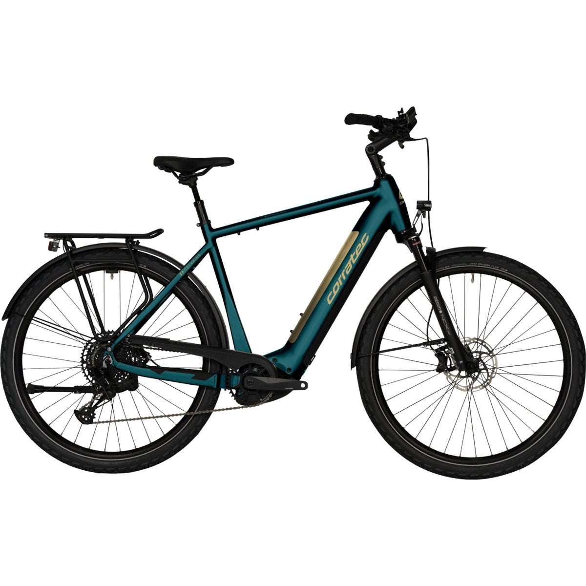 Elcykel Corratec E-Power Trekking 28 CX8 Belt Gent Dark Tourquoise/Gold