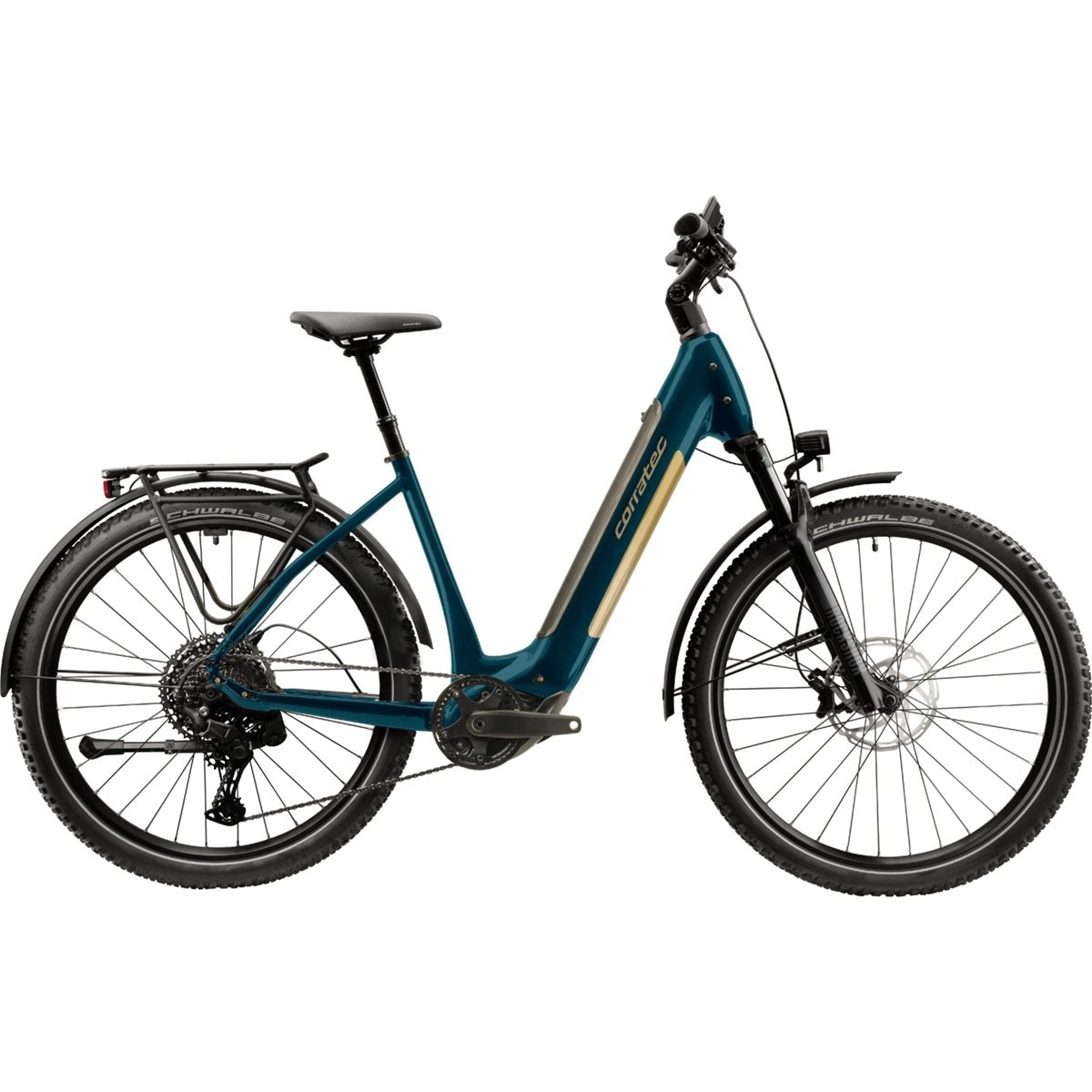 Elcykel Corratec E-Power Trekking 28 CX8 Belt Wave Dark Tourquoise/Gold