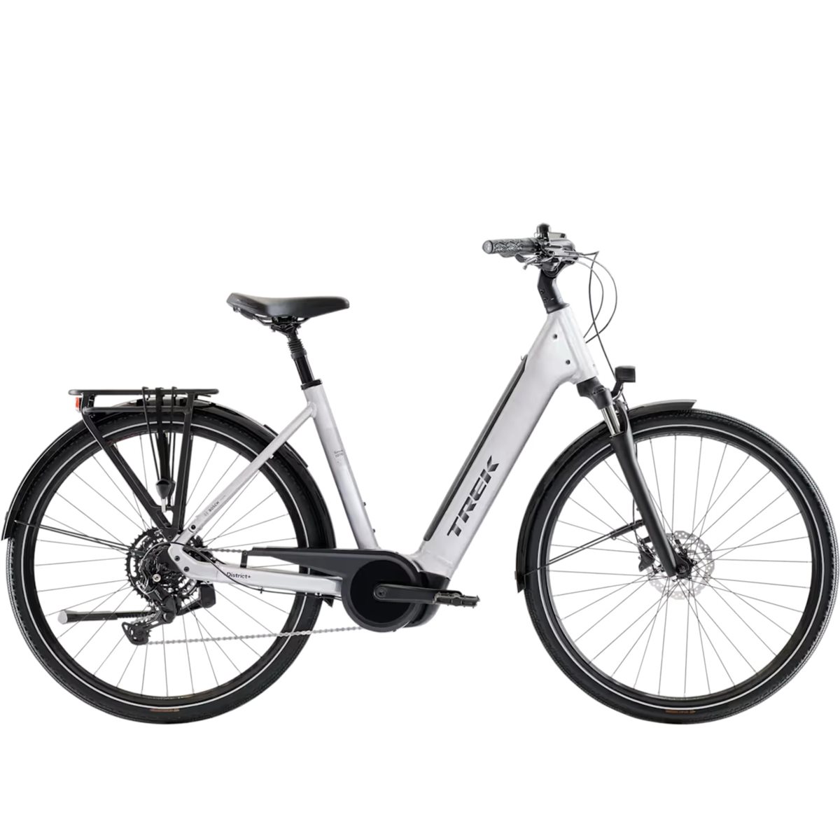 Elcykel Trek District+ 3 Lowstep R9 360Wh Lunar Silver