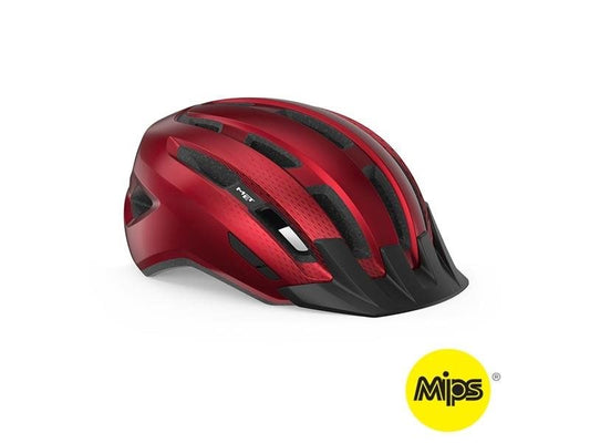 Met Cykelhjälm Active/Crossover Downtown Mips Red/Glossy