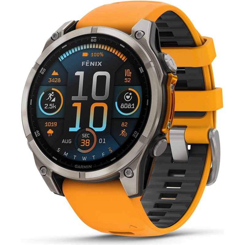 Träningsklocka Garmin Fenix 8 Amoled Sapphire 47mm grey/orange