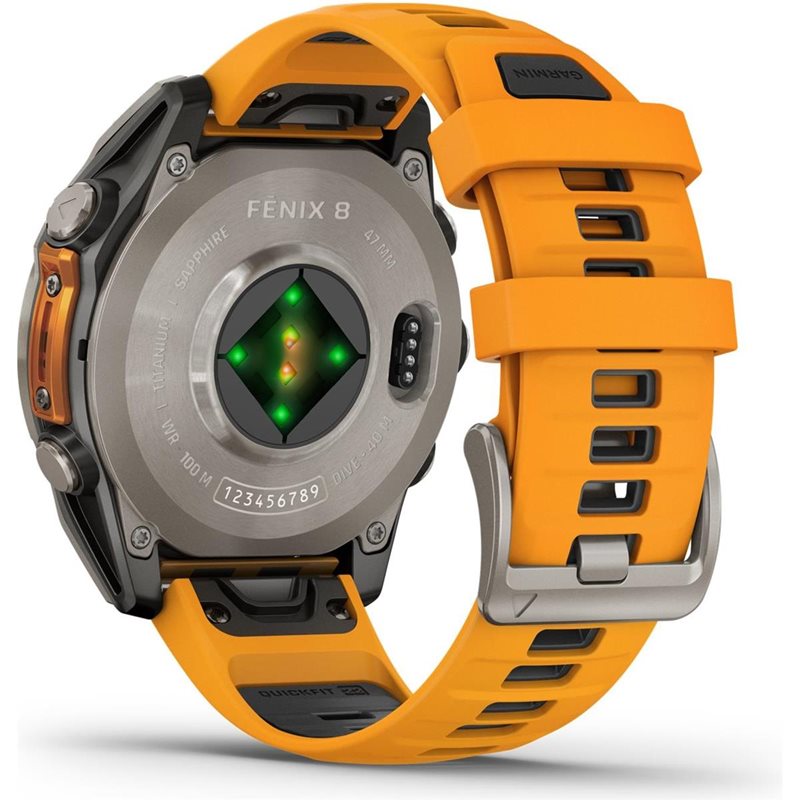 Träningsklocka Garmin Fenix 8 Amoled Sapphire 47mm grey/orange