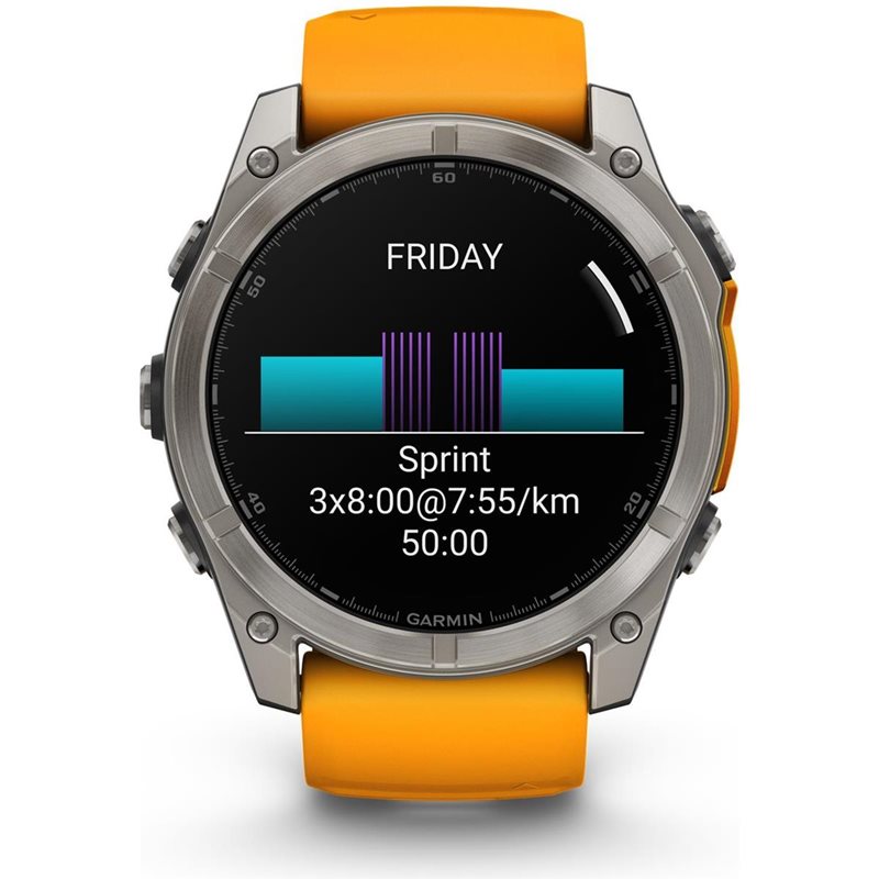Träningsklocka Garmin Fenix 8 Amoled Sapphire 51mm grey/orange