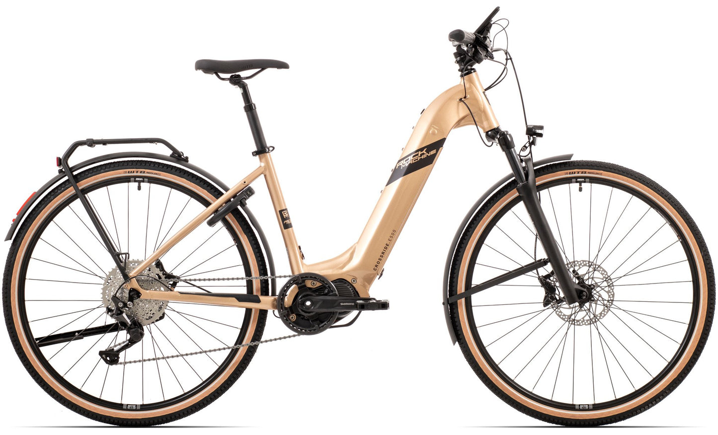 Elcykel Hybrid Rock Machine Crossride E500 Touring Svart/Beige