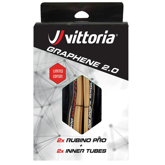 Cykeldäck Vittoria Rubino Pro G2 2 st -däck + 2 st -slangar 25-622 (700x25 )skinwall/svart